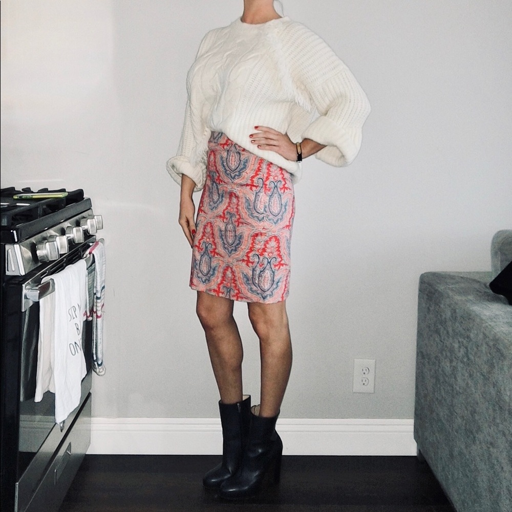 J. Crew Paisley Pencil Skirt